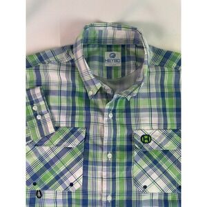 HEYBO Seize Life Outdoors Plaid Fishing Shirt Mens Sz M Long Sleeve‎ Button Down